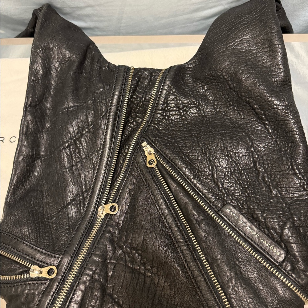 Marc Jacobs Black Zipper Punk Leather Bag